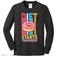 Funny Diet Starts Tomorrow Donut Love Kids Long Sleeve Shirt thumb 0