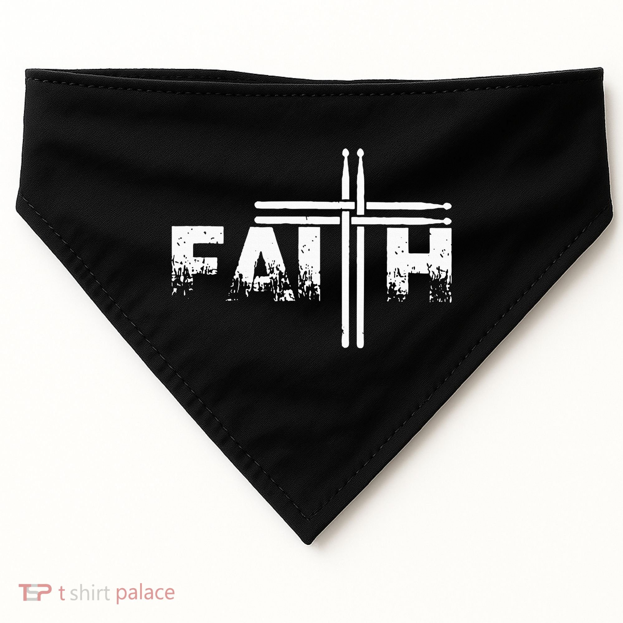 Faith Drum Stick Cross Christian God Jesus Fun Drummer USA-Made Doggie Bandana