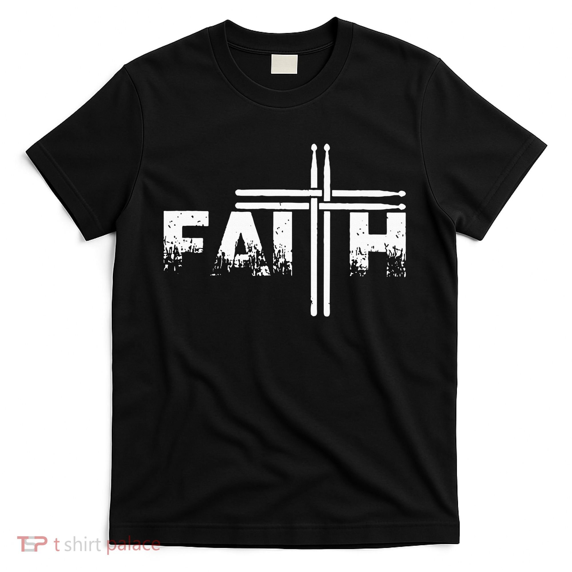 Faith Drum Stick Cross Christian God Jesus Fun Drummer T-Shirt