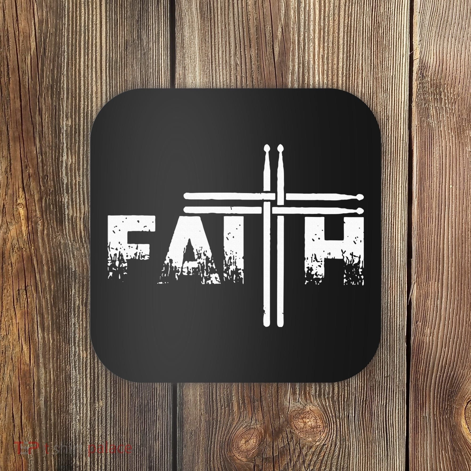 Faith Drum Stick Cross Christian God Jesus Fun Drummer Coaster