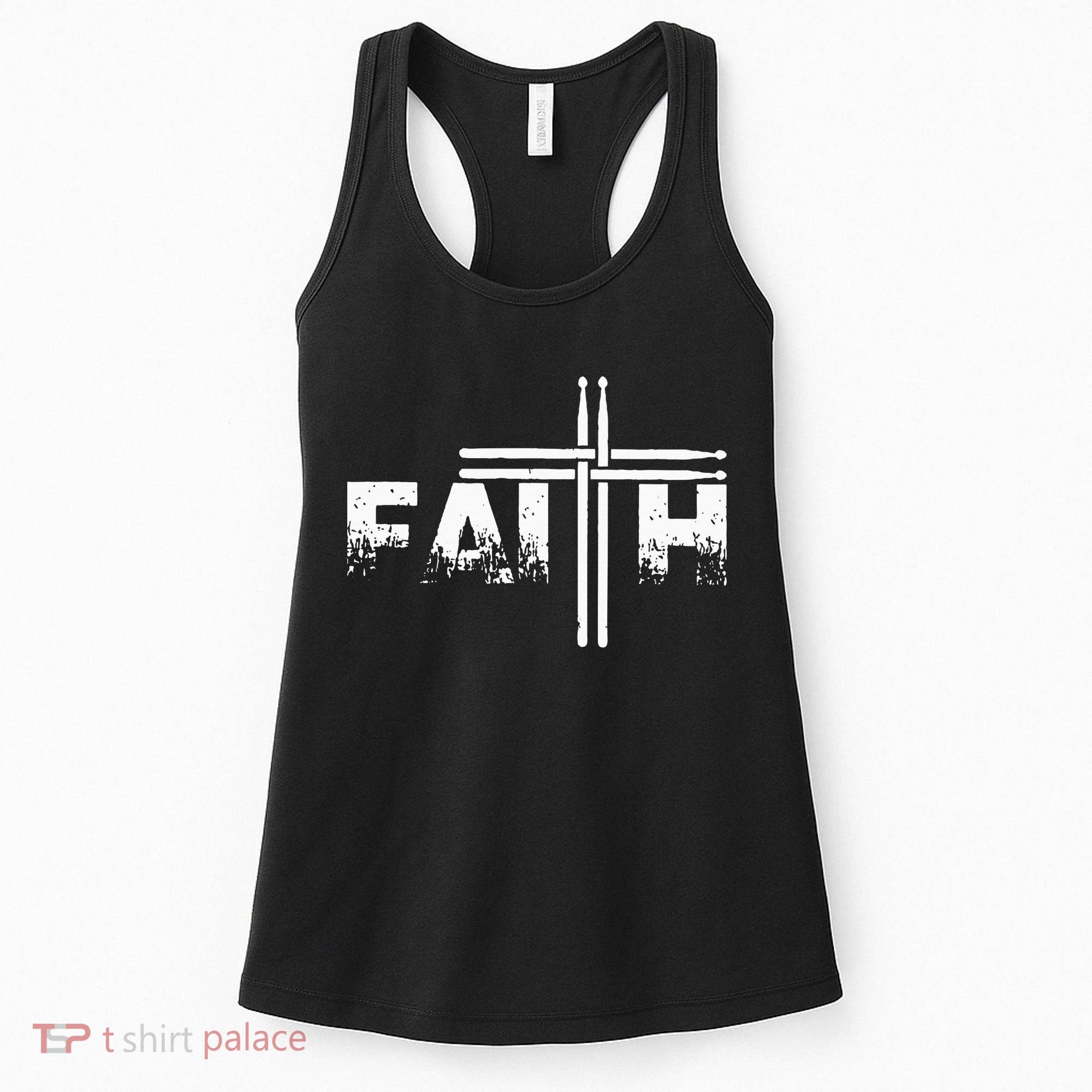 Faith Drum Stick Cross Christian God Jesus Fun Drummer Women's Tank Top