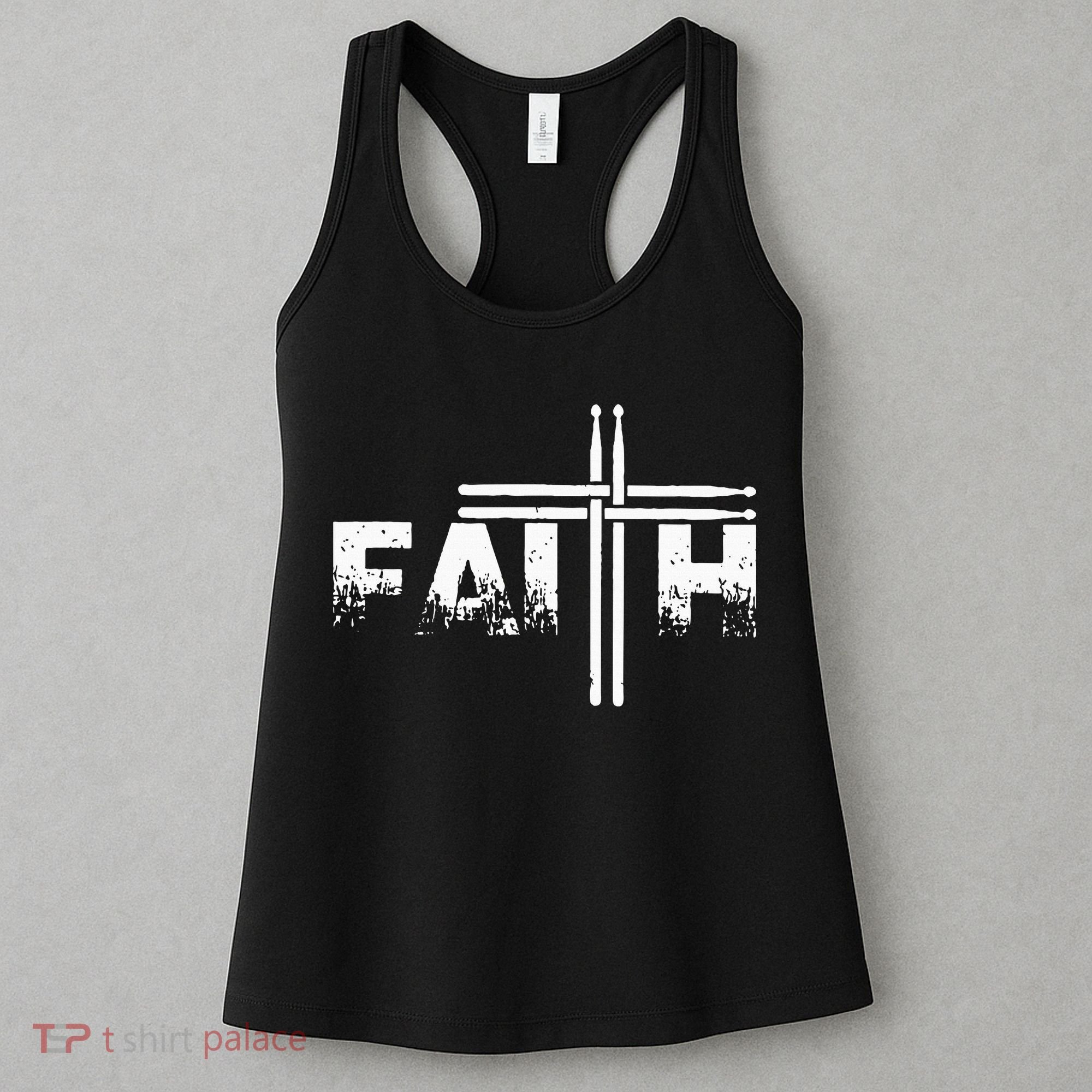 Faith Drum Stick Cross Christian God Jesus Fun Drummer Women's Tank Top