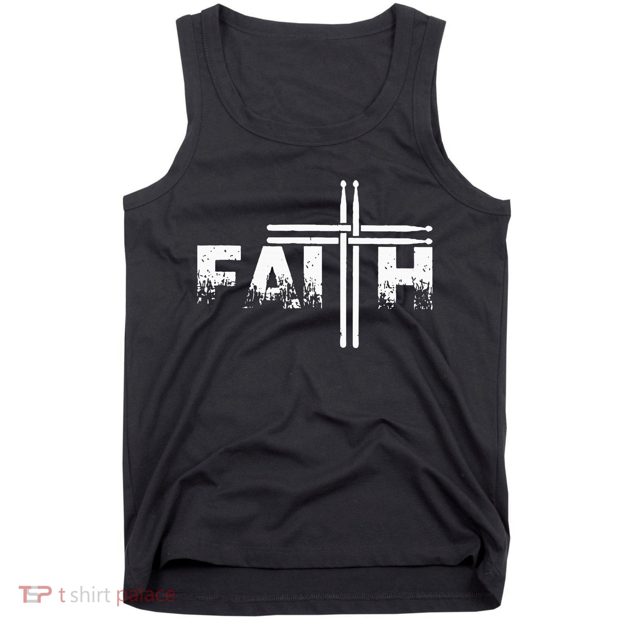 Faith Drum Stick Cross Christian God Jesus Fun Drummer Tank Top