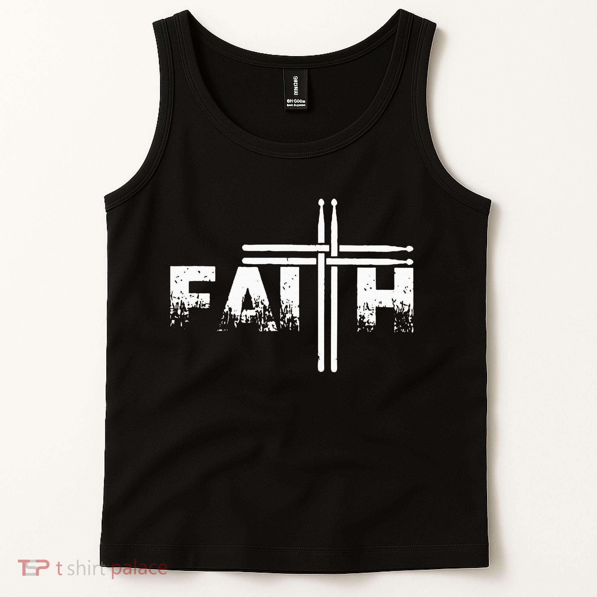 Faith Drum Stick Cross Christian God Jesus Fun Drummer Tank Top