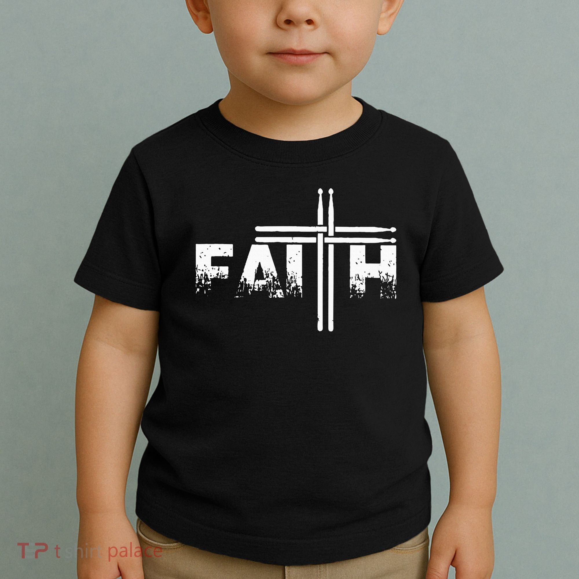Faith Drum Stick Cross Christian God Jesus Fun Drummer Toddler T-Shirt