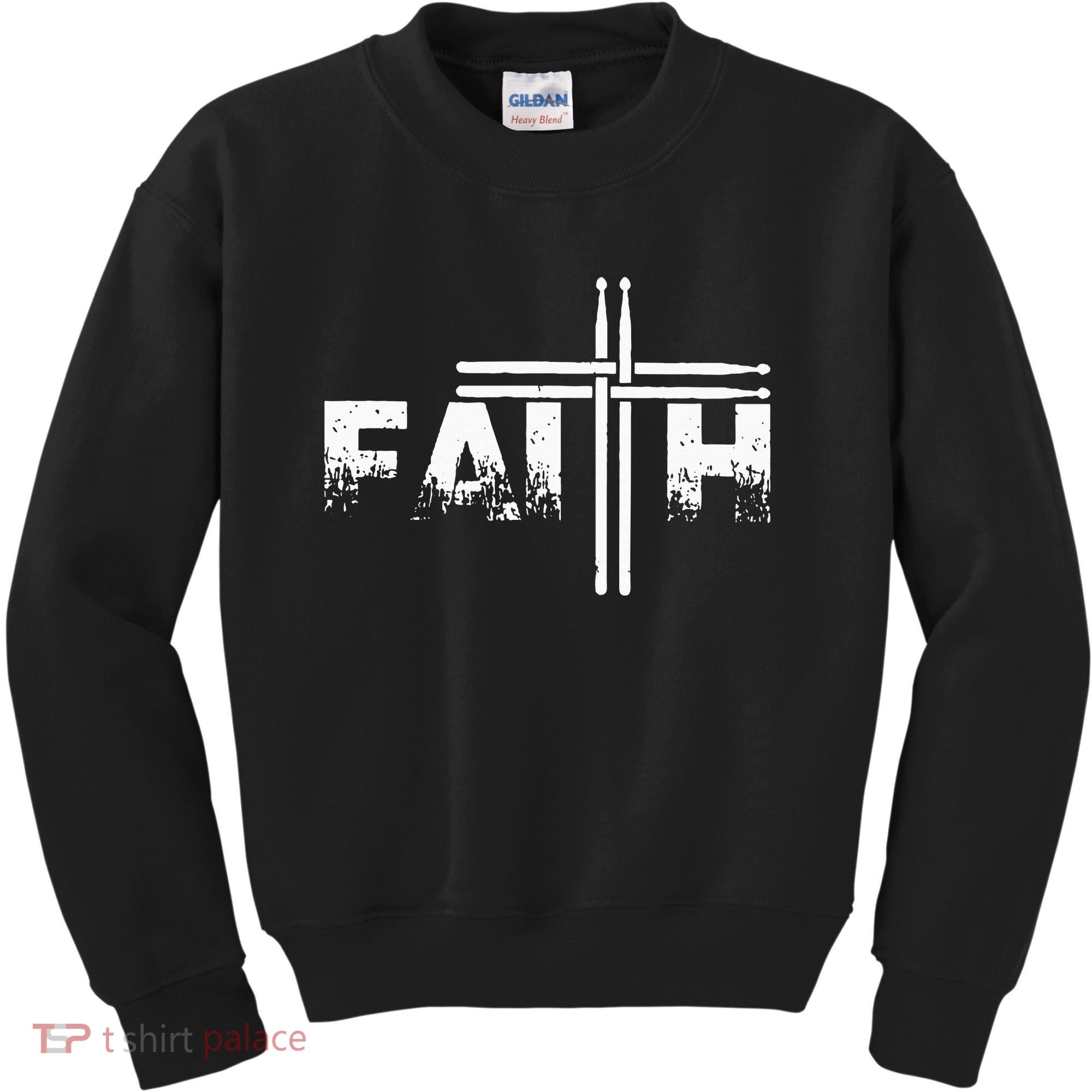 Faith Drum Stick Cross Christian God Jesus Fun Drummer Kids Sweatshirt