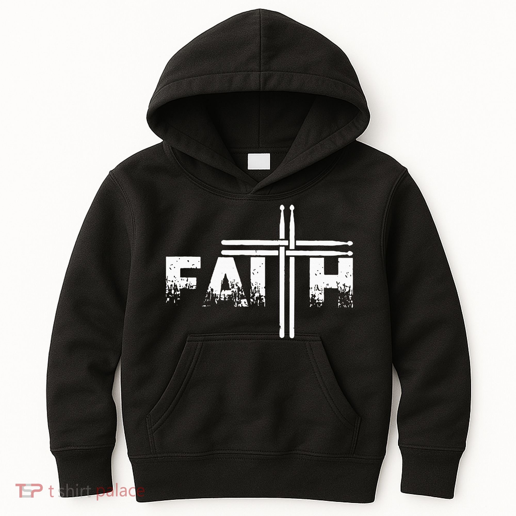 Faith Drum Stick Cross Christian God Jesus Fun Drummer Kids Hoodie