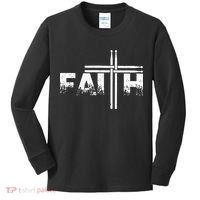 Faith Drum Stick Cross Christian God Jesus Fun Drummer Kids Long Sleeve Shirt thumb 0