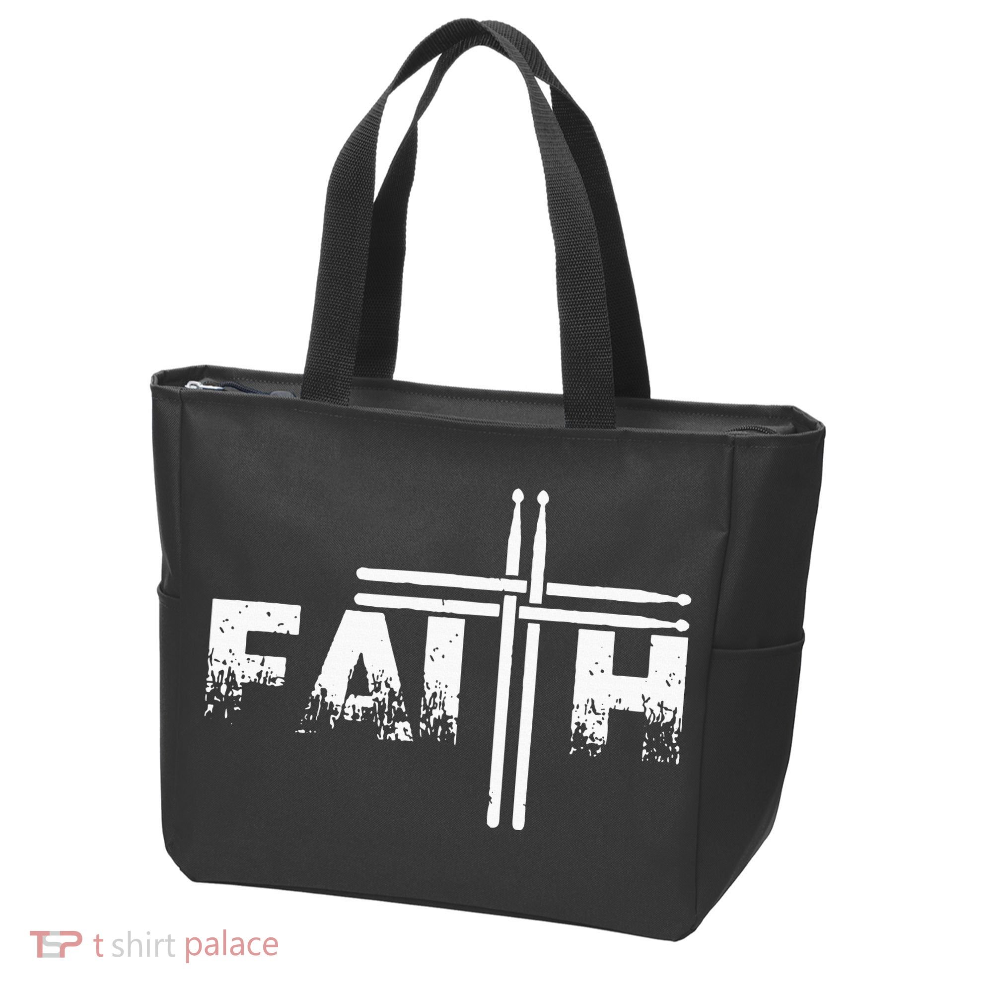 Faith Drum Stick Cross Christian God Jesus Fun Drummer Tote Bag