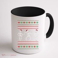 Funny Dancing Skeletons Ugly Christmas Sweater Coffee Mug thumb 1
