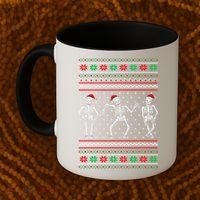 Funny Dancing Skeletons Ugly Christmas Sweater Coffee Mug thumb 2
