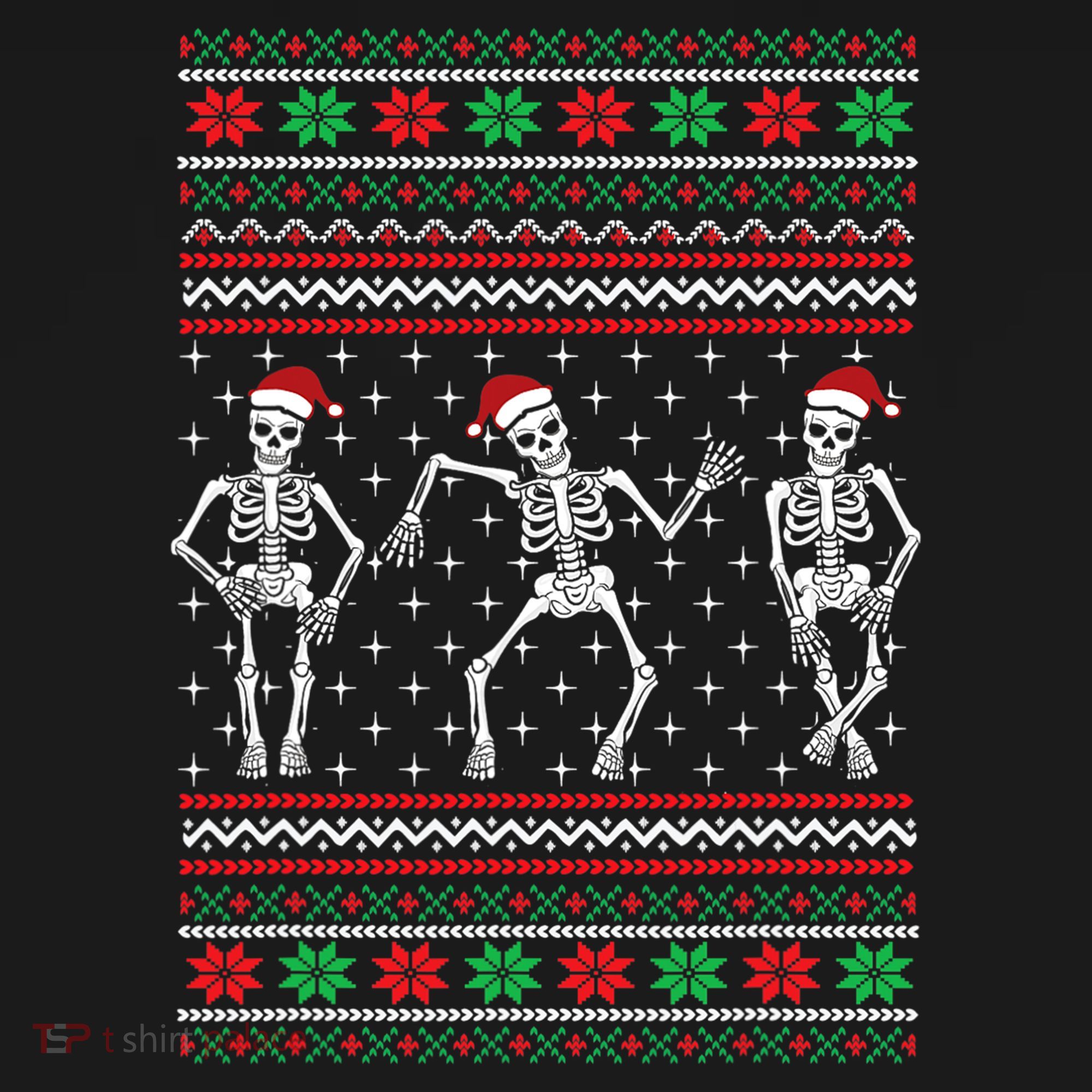 Funny Dancing Skeletons Ugly Christmas Sweater Ornament