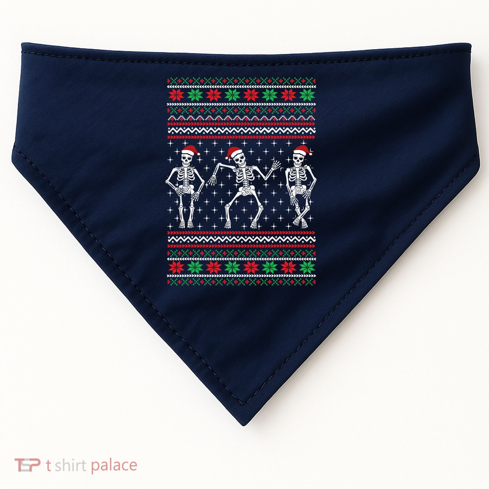 Funny Dancing Skeletons Ugly Christmas Sweater USA-Made Doggie Bandana