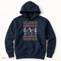 Funny Dancing Skeletons Ugly Christmas Sweater Hoodie thumb 0