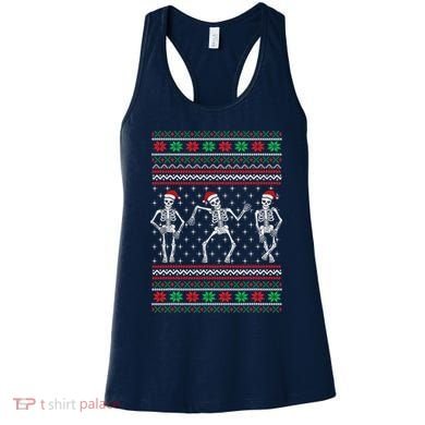 Funny Dancing Skeletons Ugly Christmas Sweater Women's Tank Top