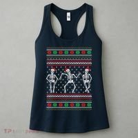 Funny Dancing Skeletons Ugly Christmas Sweater Women's Tank Top thumb 3