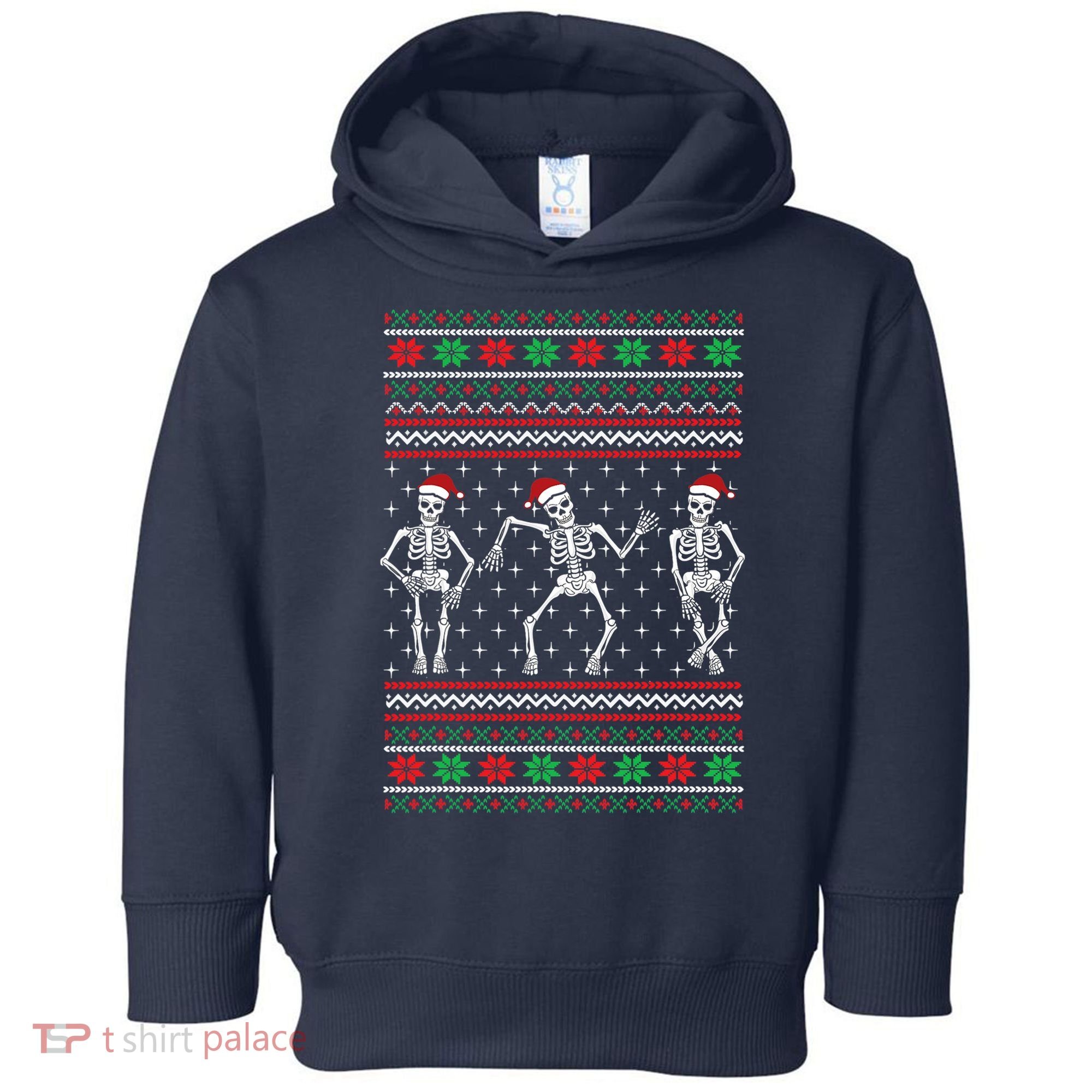 Funny Dancing Skeletons Ugly Christmas Sweater Toddler Hoodie