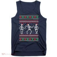 Funny Dancing Skeletons Ugly Christmas Sweater Tank Top thumb 0