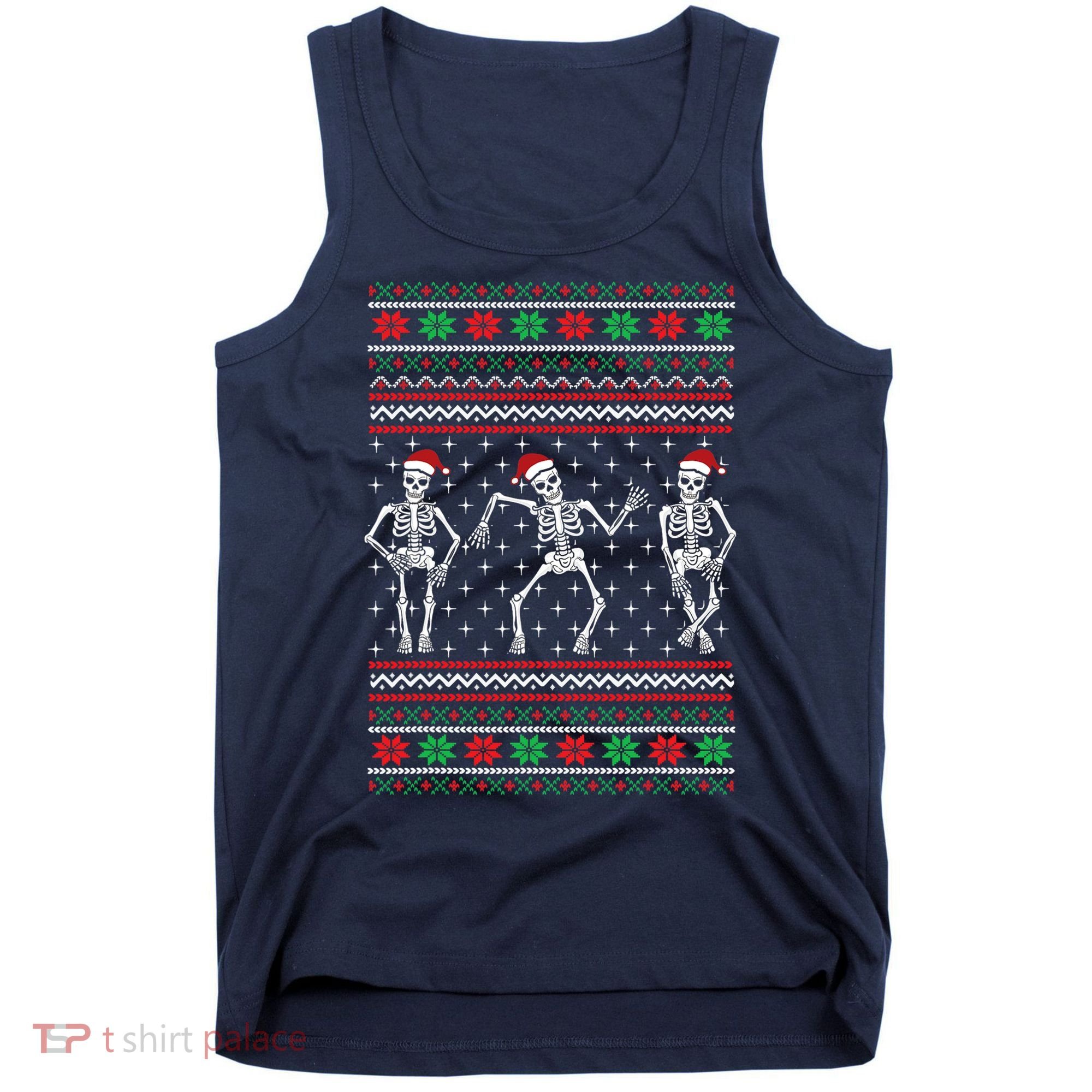Funny Dancing Skeletons Ugly Christmas Sweater Tank Top