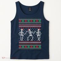 Funny Dancing Skeletons Ugly Christmas Sweater Tank Top thumb 2