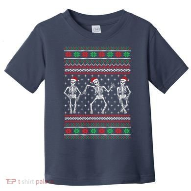 Funny Dancing Skeletons Ugly Christmas Sweater Toddler T-Shirt