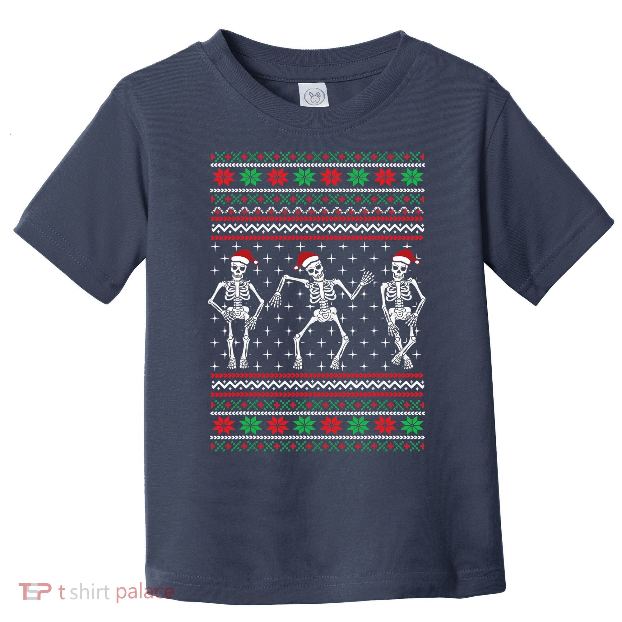 Funny Dancing Skeletons Ugly Christmas Sweater Toddler T-Shirt