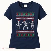 Funny Dancing Skeletons Ugly Christmas Sweater Women's T-Shirt thumb 0