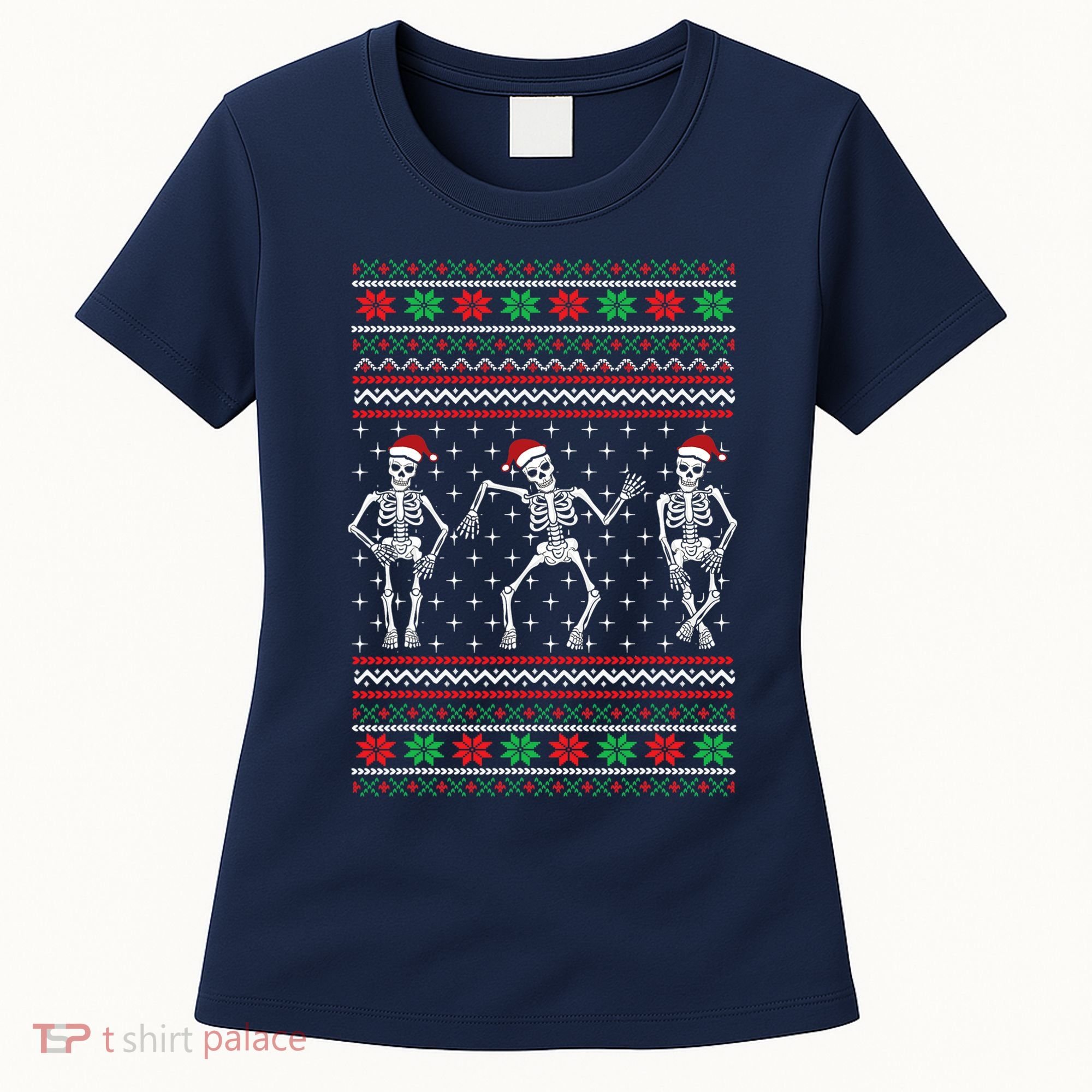 Funny Dancing Skeletons Ugly Christmas Sweater Women's T-Shirt