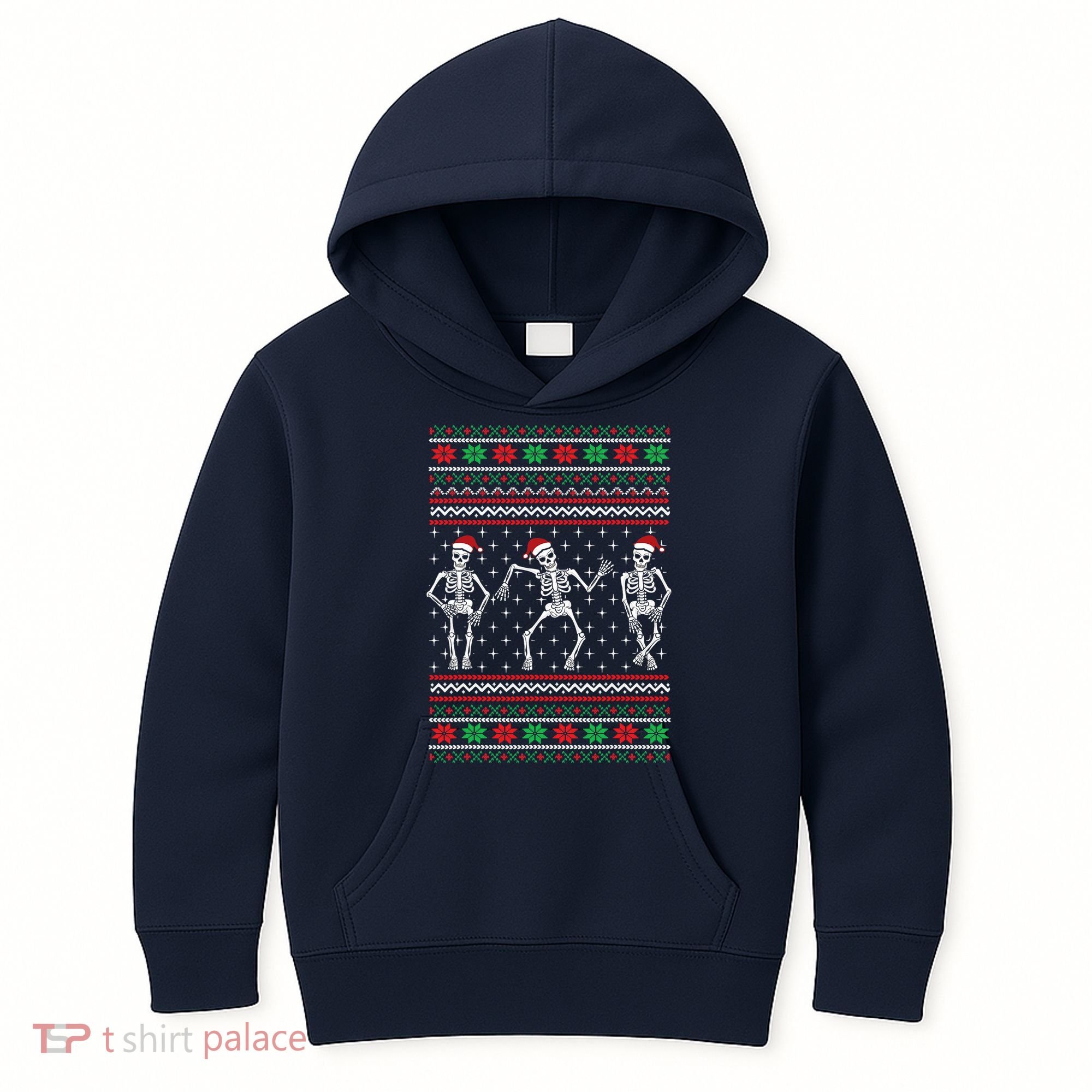 Funny Dancing Skeletons Ugly Christmas Sweater Kids Hoodie