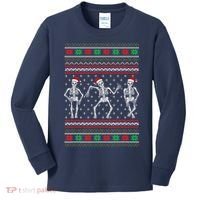 Funny Dancing Skeletons Ugly Christmas Sweater Kids Long Sleeve Shirt thumb 0