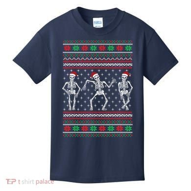 Funny Dancing Skeletons Ugly Christmas Sweater Kids T-Shirt