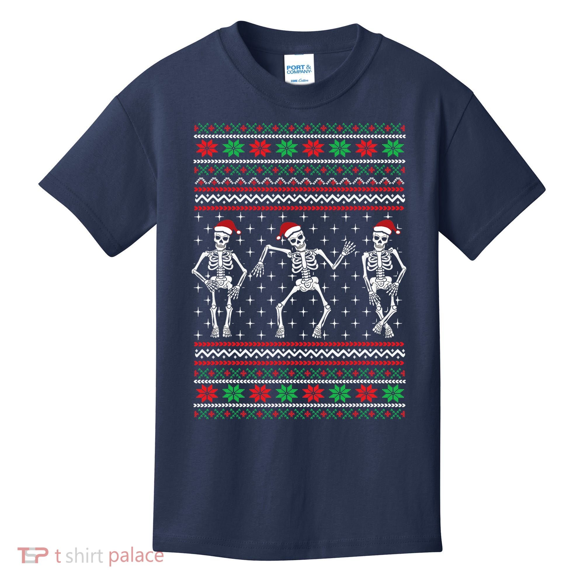 Funny Dancing Skeletons Ugly Christmas Sweater Kids T-Shirt