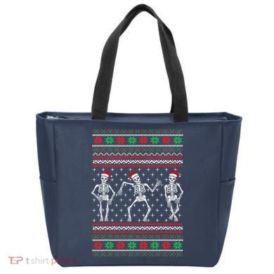 Funny Dancing Skeletons Ugly Christmas Sweater Tote Bag