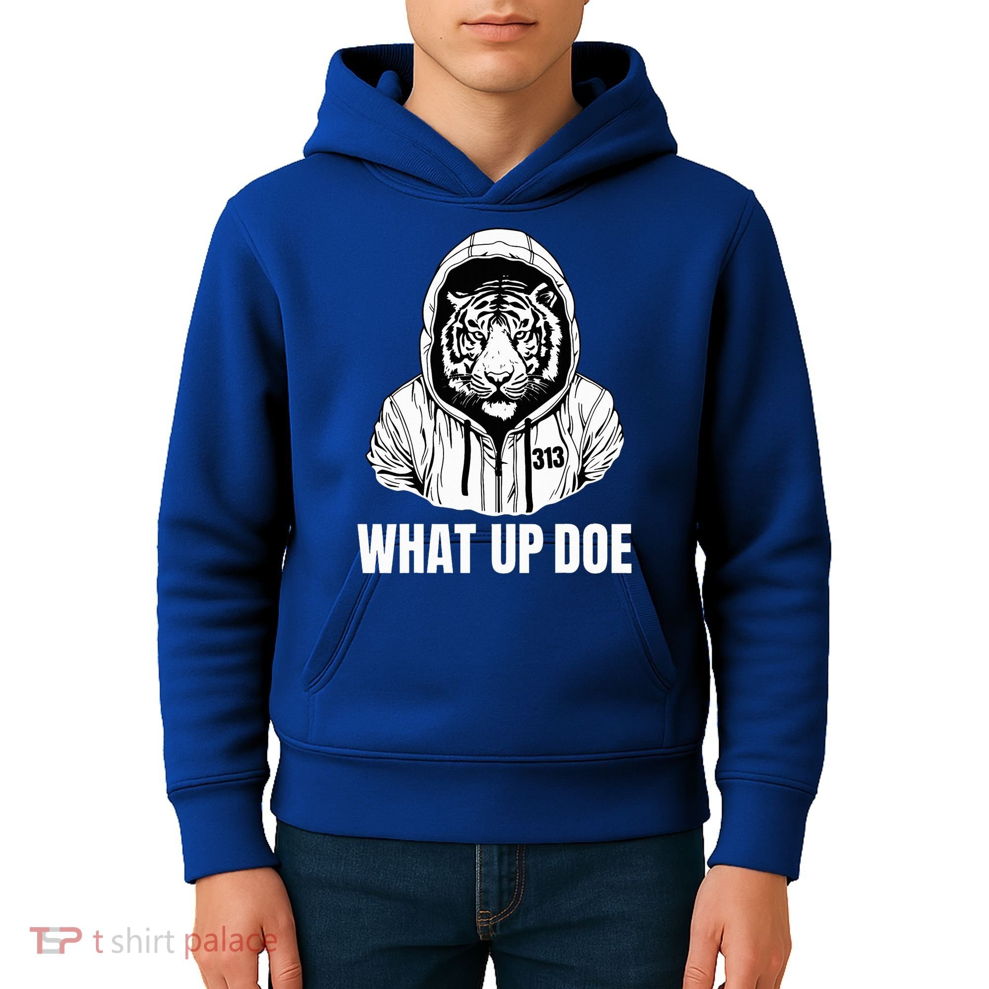 Funny Detroit Slang What Up Doe 313 Kids Hoodie