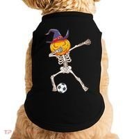 Funny Dabbing Skeleton Pumpkin Head Scary Witch Hat Soccer Doggie Tank thumb 0