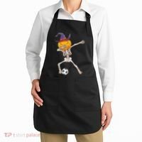Funny Dabbing Skeleton Pumpkin Head Scary Witch Hat Soccer Apron thumb 2