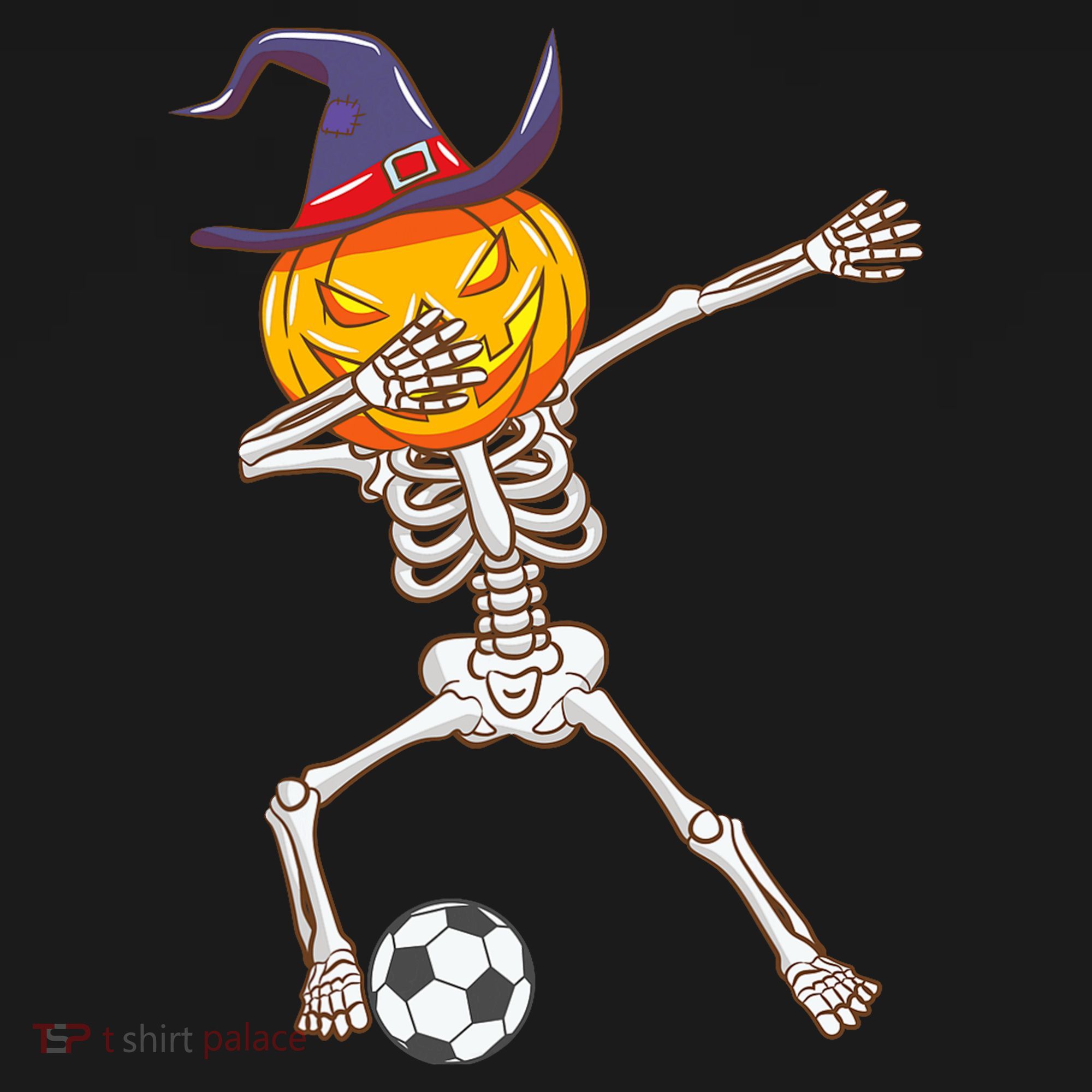 Funny Dabbing Skeleton Pumpkin Head Scary Witch Hat Soccer Apron