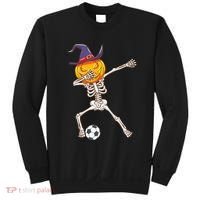 Funny Dabbing Skeleton Pumpkin Head Scary Witch Hat Soccer Sweatshirt thumb 0