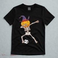 Funny Dabbing Skeleton Pumpkin Head Scary Witch Hat Soccer T-Shirt thumb 5