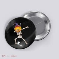 Funny Dabbing Skeleton Pumpkin Head Scary Witch Hat Soccer Button thumb 0