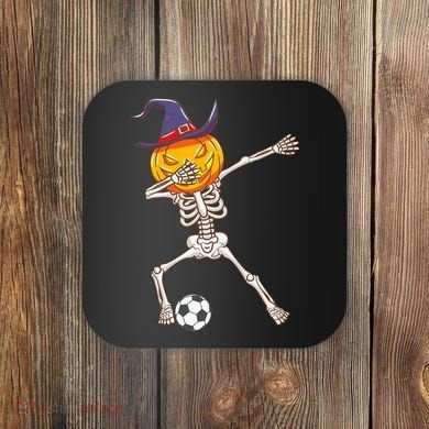 Funny Dabbing Skeleton Pumpkin Head Scary Witch Hat Soccer Coaster