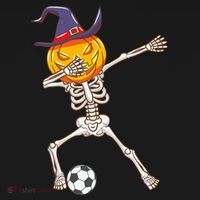 Funny Dabbing Skeleton Pumpkin Head Scary Witch Hat Soccer Coaster thumb 2