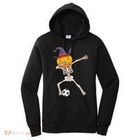 Funny Dabbing Skeleton Pumpkin Head Scary Witch Hat Soccer Women's Hoodie thumb 0