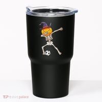 Funny Dabbing Skeleton Pumpkin Head Scary Witch Hat Soccer Tumbler thumb 0