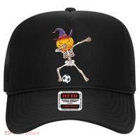 Funny Dabbing Skeleton Pumpkin Head Scary Witch Hat Soccer Hat thumb 0