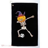 Funny Dabbing Skeleton Pumpkin Head Scary Witch Hat Soccer Golf Towel thumb 0