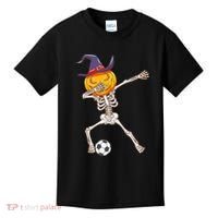 Funny Dabbing Skeleton Pumpkin Head Scary Witch Hat Soccer Kids T-Shirt thumb 0