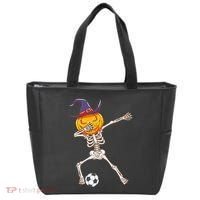 Funny Dabbing Skeleton Pumpkin Head Scary Witch Hat Soccer Tote Bag thumb 0