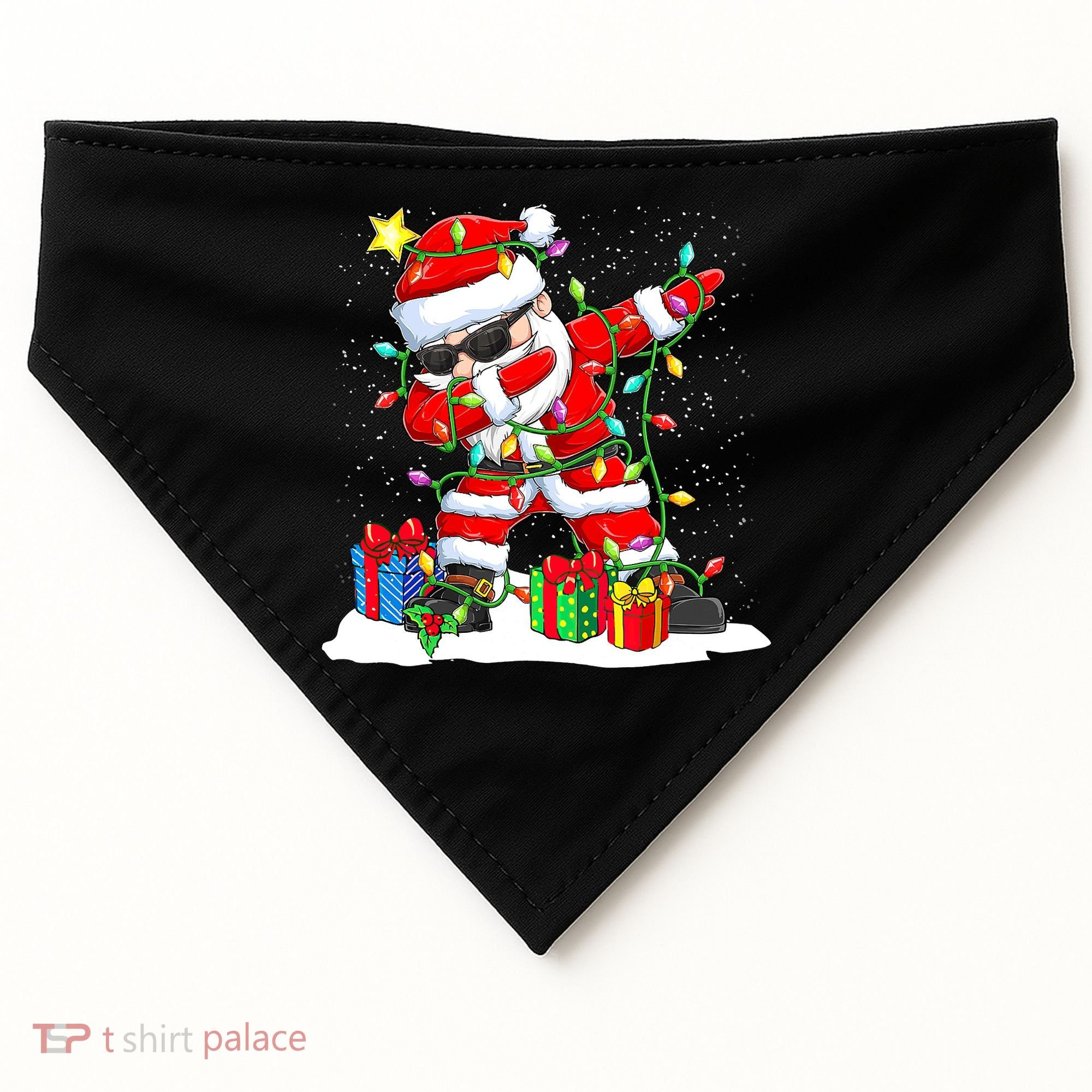 Funny Dabbing Santa Christmas Tree Lights Xmas Boys USA-Made Doggie Bandana