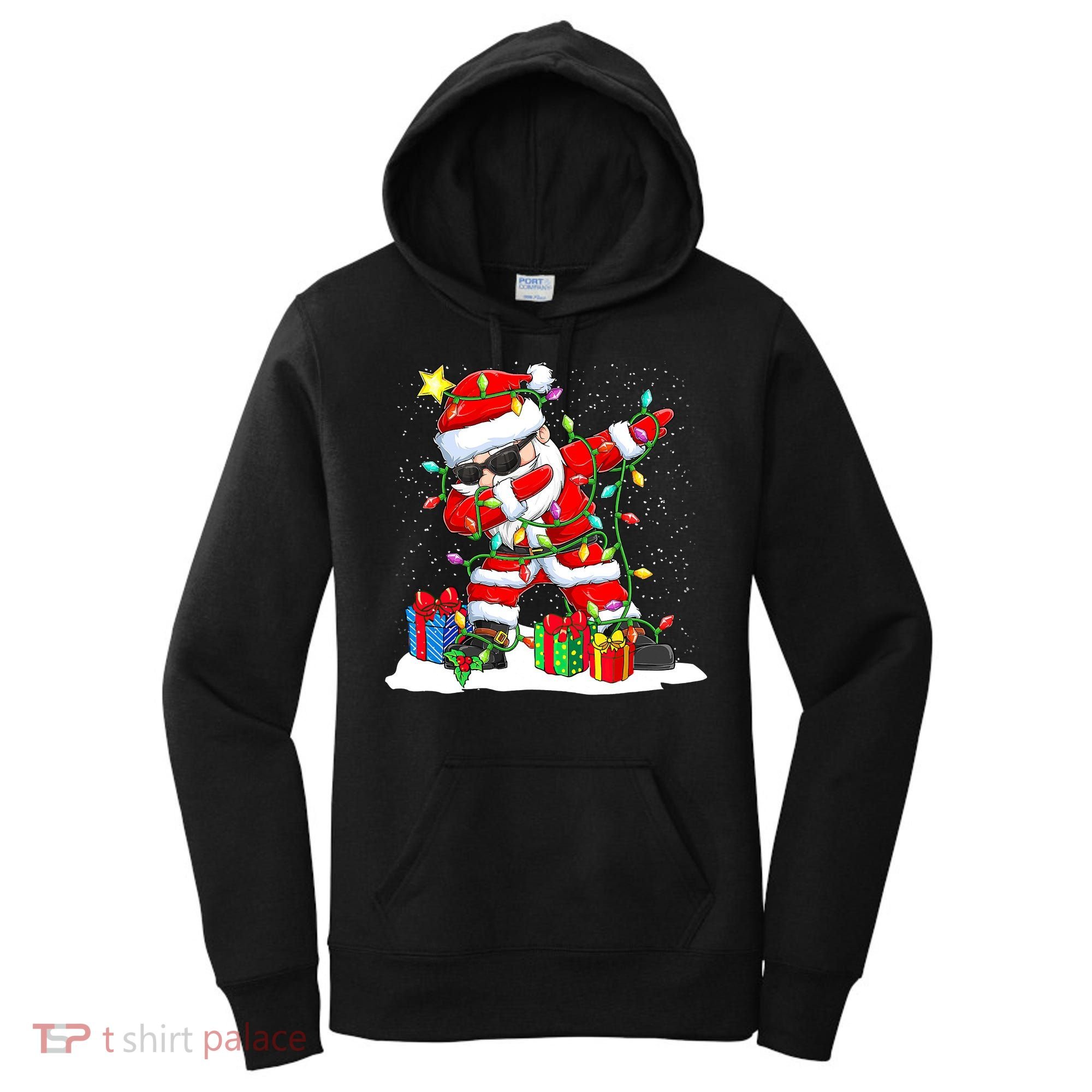 Funny Dabbing Santa Christmas Tree Lights Xmas Boys Women's Hoodie